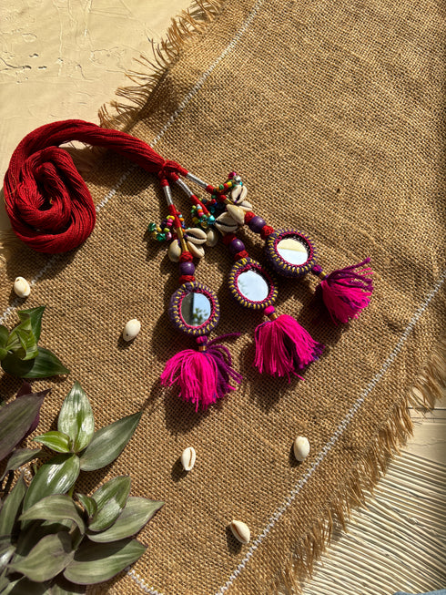 Bindi Bonanza Mirror Parandi- Red & Purple